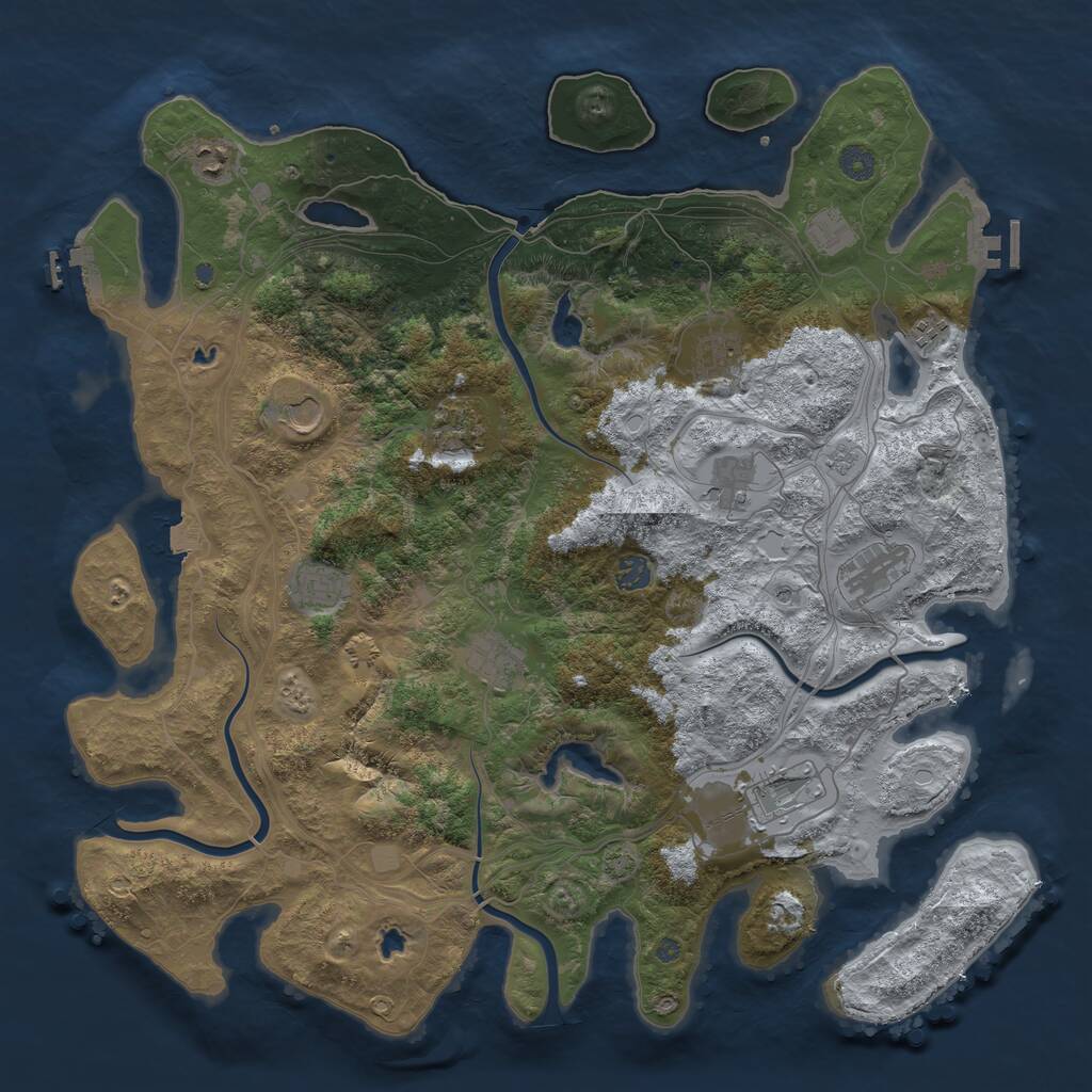 Rust Map: Procedural Map, Size: 4500, Seed: 427617663, 17 Monuments