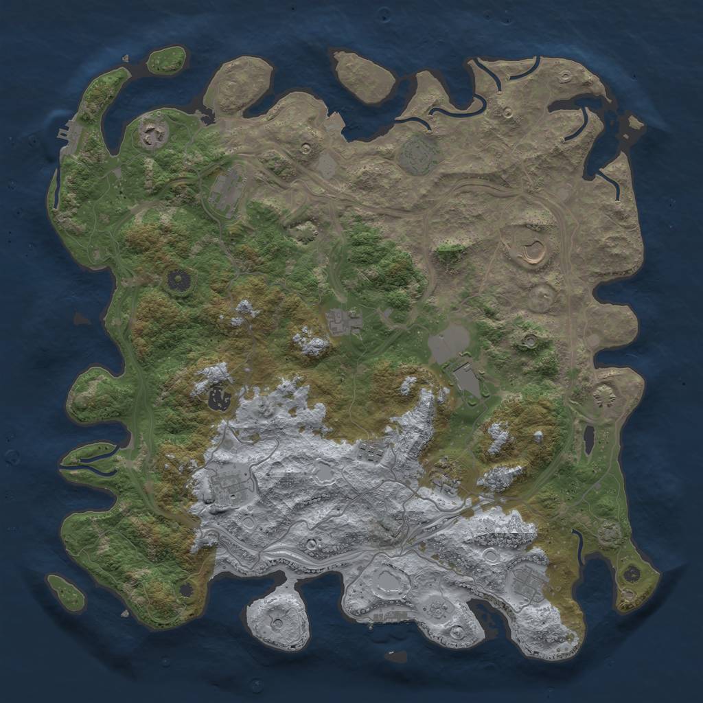 Rust Map: Procedural Map, Size: 4500, Seed: 1735249660, 19 Monuments