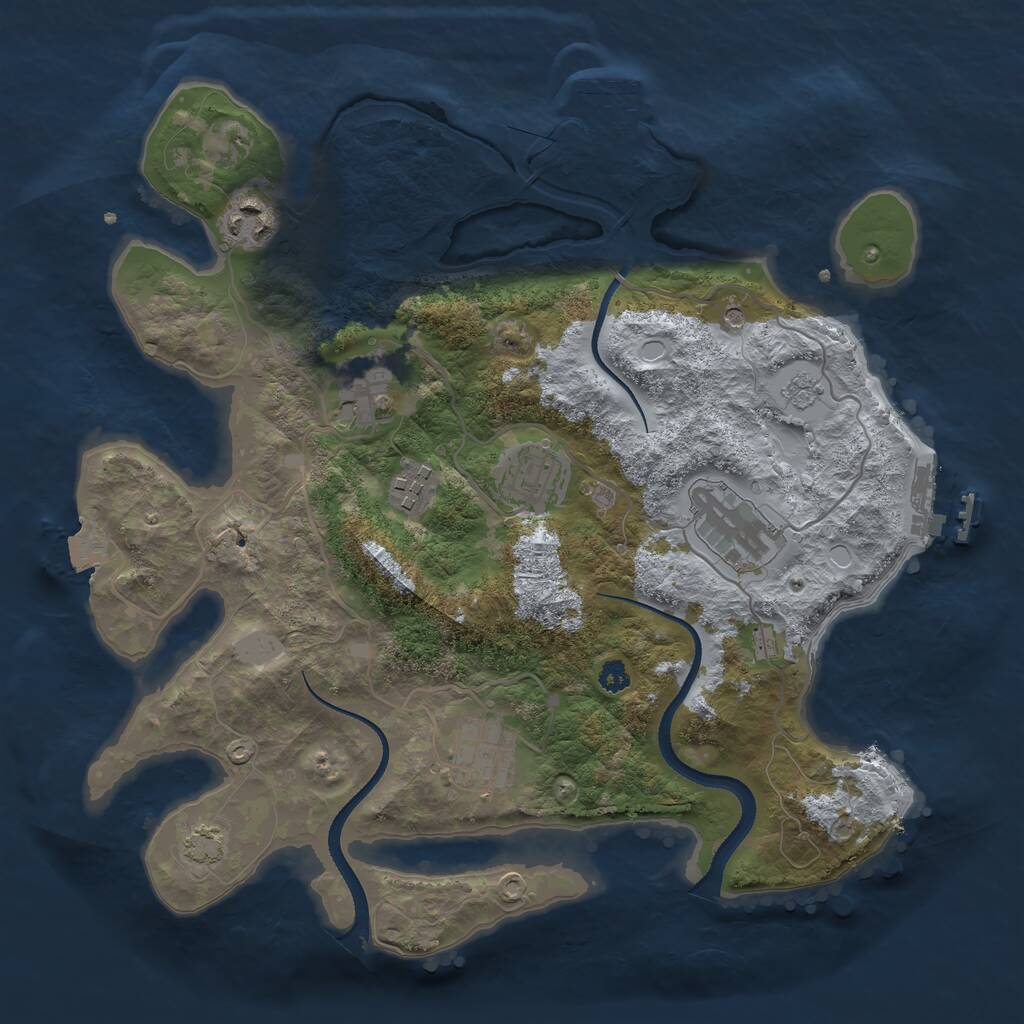 Rust Map: Procedural Map, Size: 3250, Seed: 1871539545, 12 Monuments
