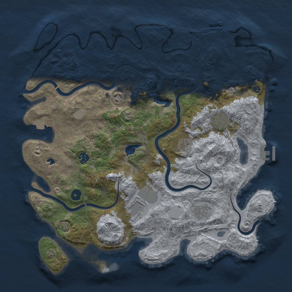 Rust Map: Procedural Map, Size: 4100, Seed: 63186500, 13 Monuments
