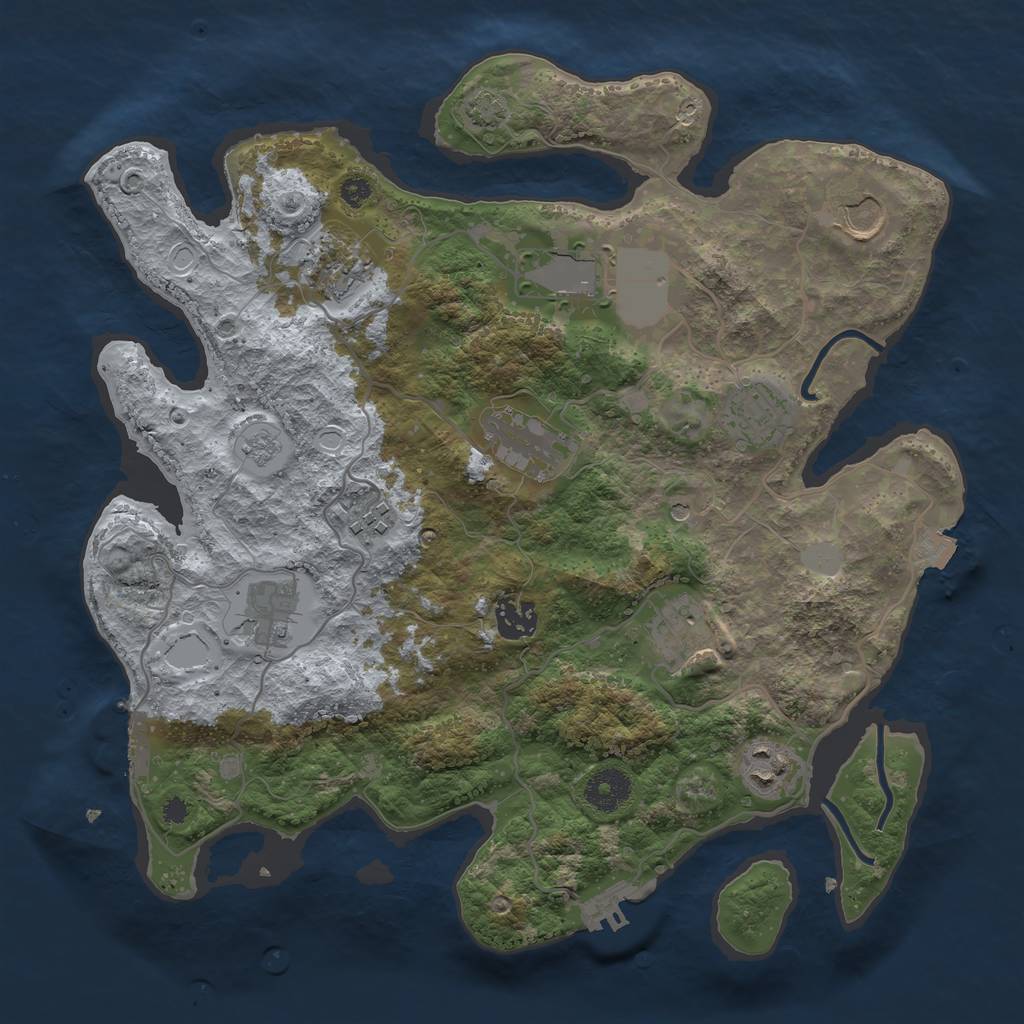 Rust Map: Procedural Map, Size: 3500, Seed: 663620171, 18 Monuments