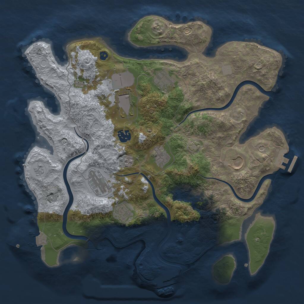 Rust Map: Procedural Map, Size: 3500, Seed: 663620171, 14 Monuments