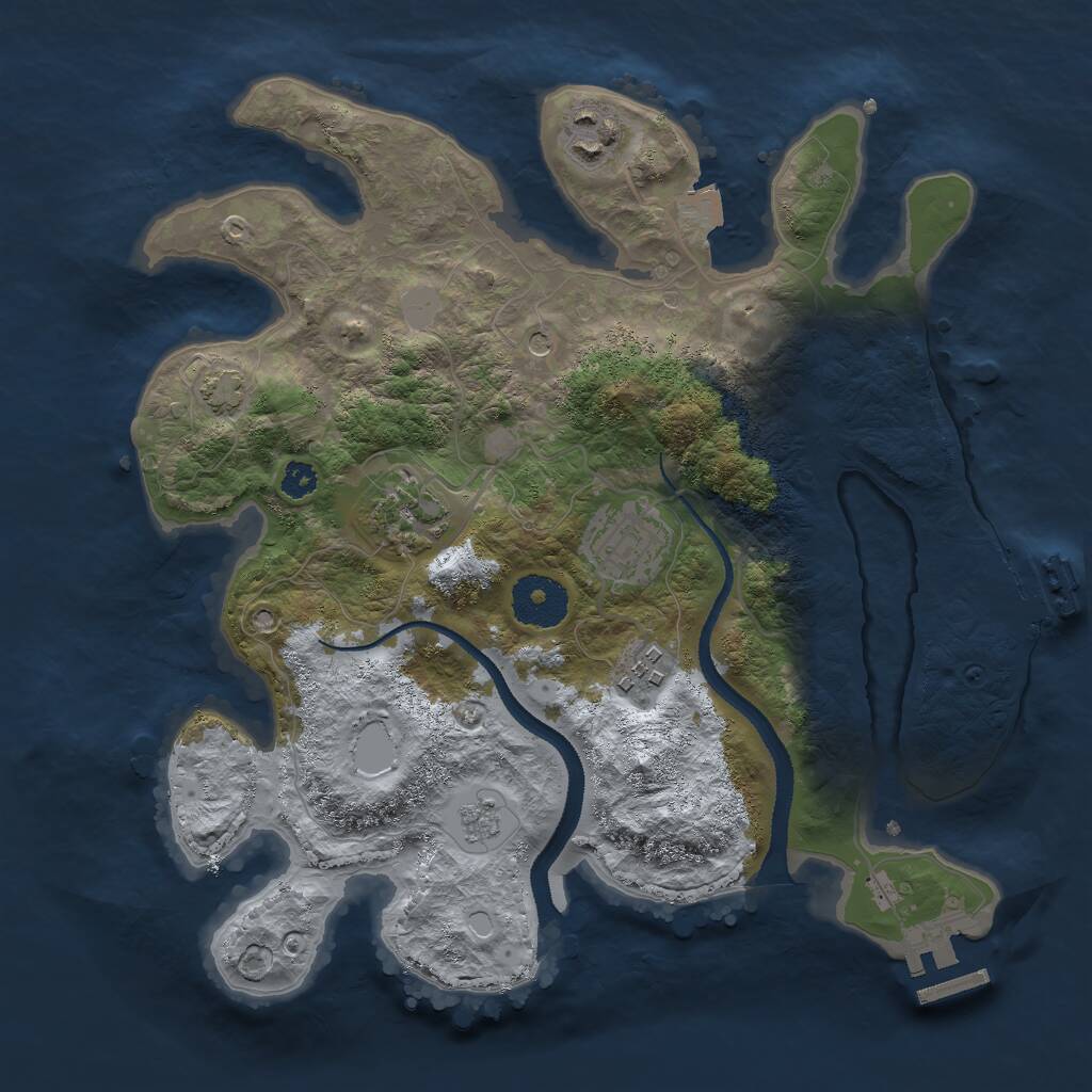 Rust Map: Procedural Map, Size: 3000, Seed: 23815, 10 Monuments
