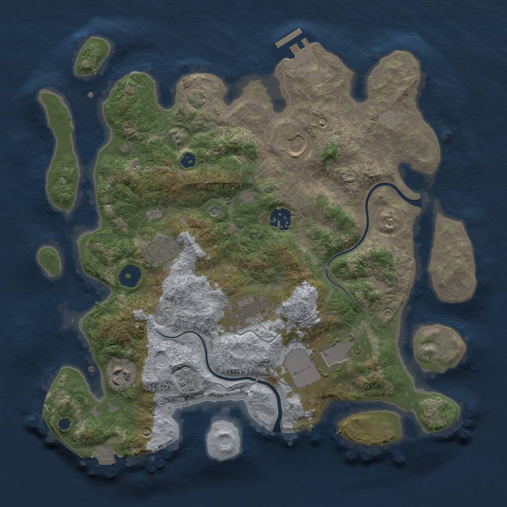 Rust Map: Procedural Map, Size: 3500, Seed: 191428877, 11 Monuments