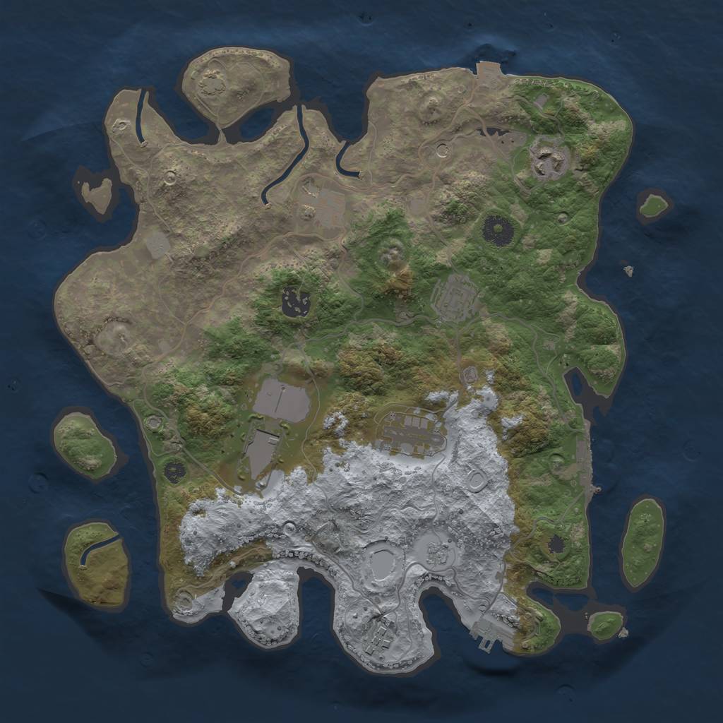 Rust Map: Procedural Map, Size: 3500, Seed: 731767655, 15 Monuments