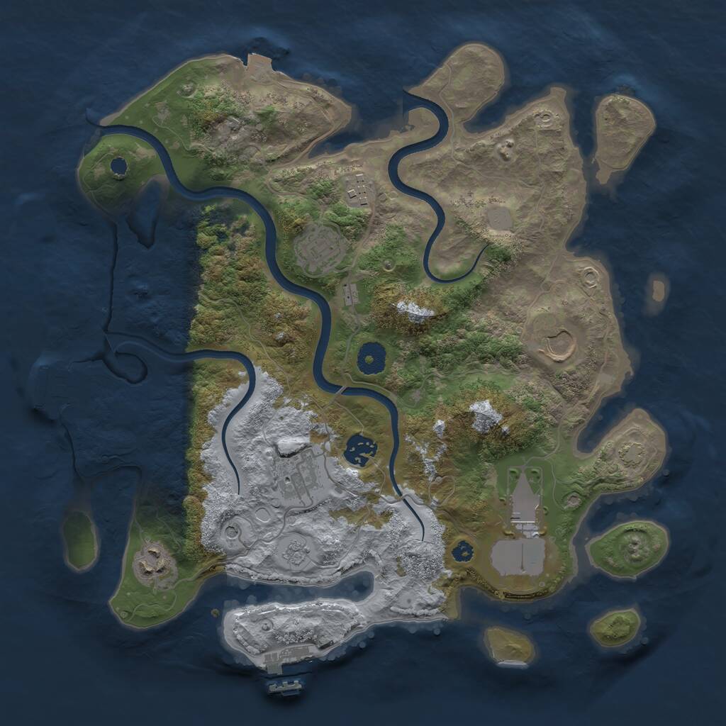 Rust Map: Procedural Map, Size: 3500, Seed: 612296706, 13 Monuments
