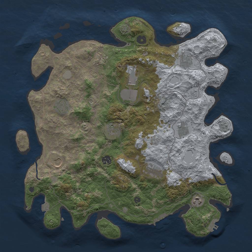Rust Map: Procedural Map, Size: 4000, Seed: 2033530673, 19 Monuments