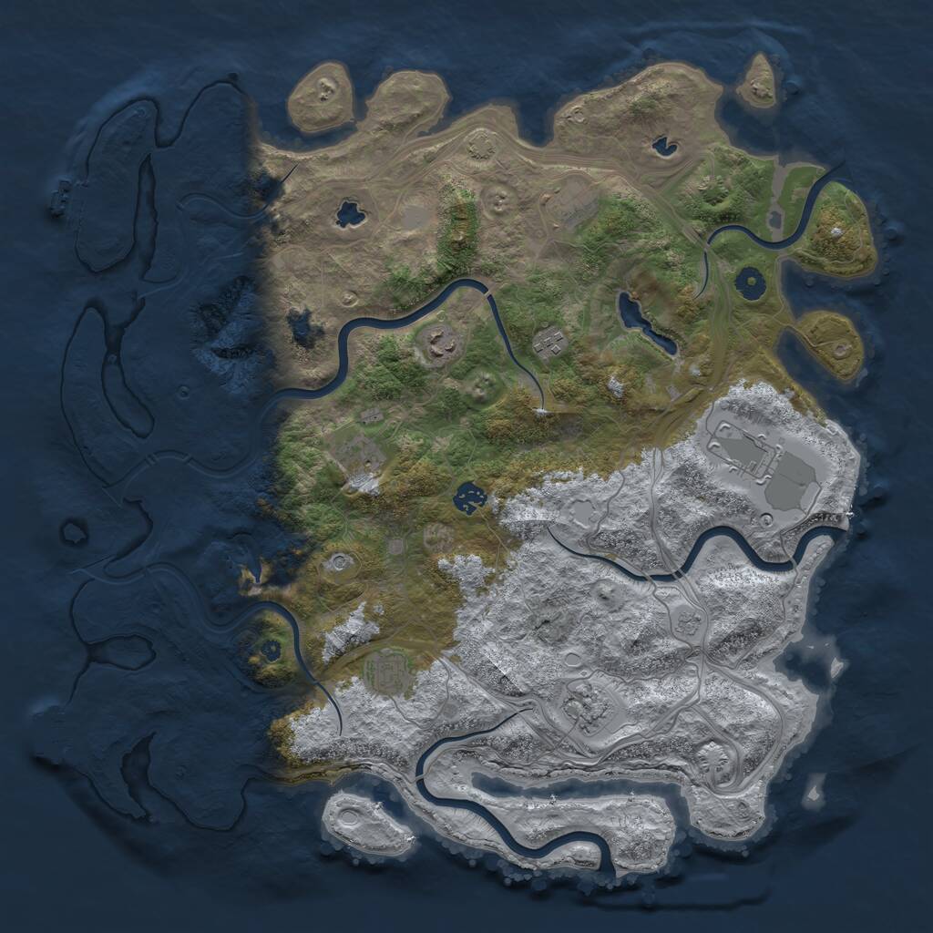 Rust Map: Procedural Map, Size: 4500, Seed: 477888722, 14 Monuments