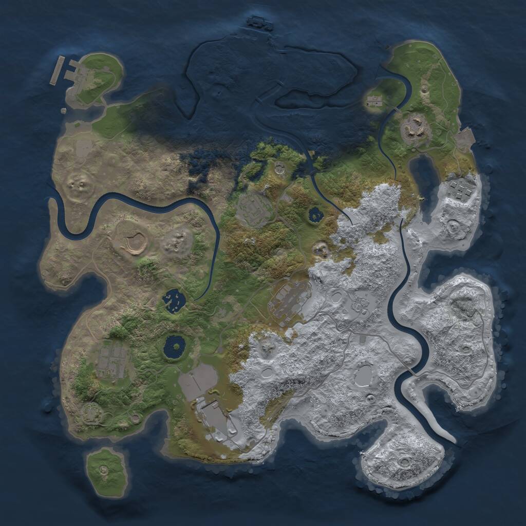Rust Map: Procedural Map, Size: 3500, Seed: 1694621390, 14 Monuments