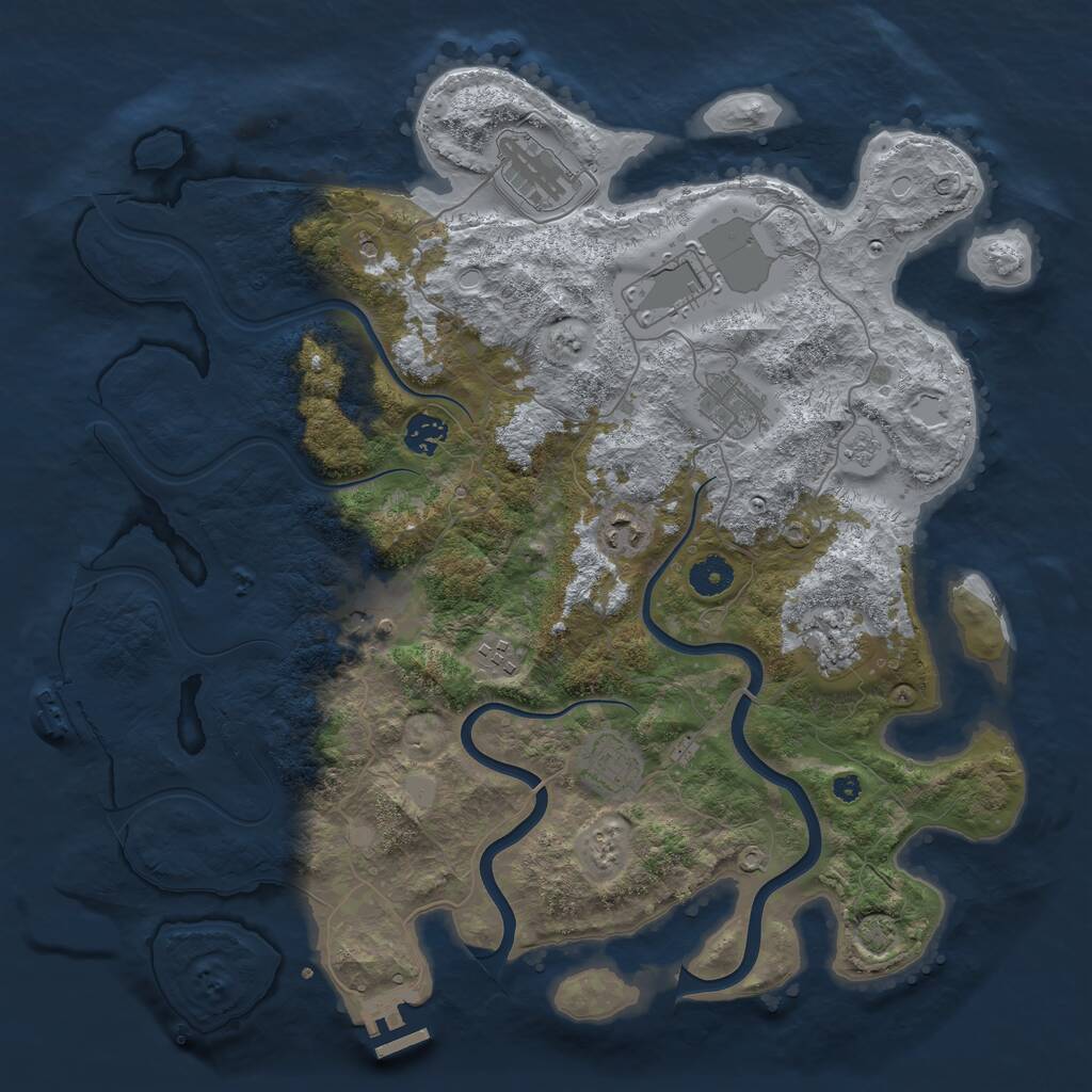 Rust Map: Procedural Map, Size: 3950, Seed: 644259842, 15 Monuments