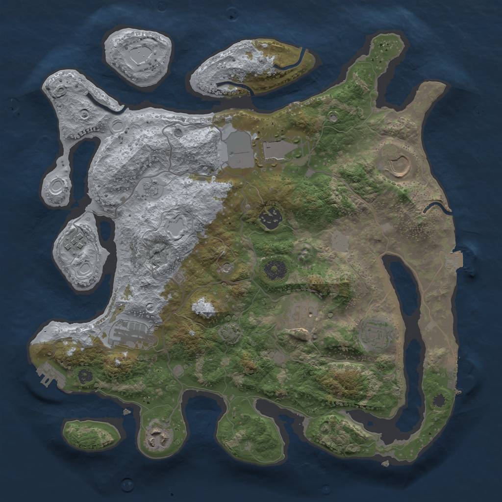 Rust Map: Procedural Map, Size: 3500, Seed: 355544226, 16 Monuments