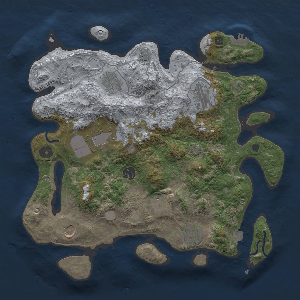 Rust Map: Procedural Map, Size: 3500, Seed: 1224390325, 15 Monuments