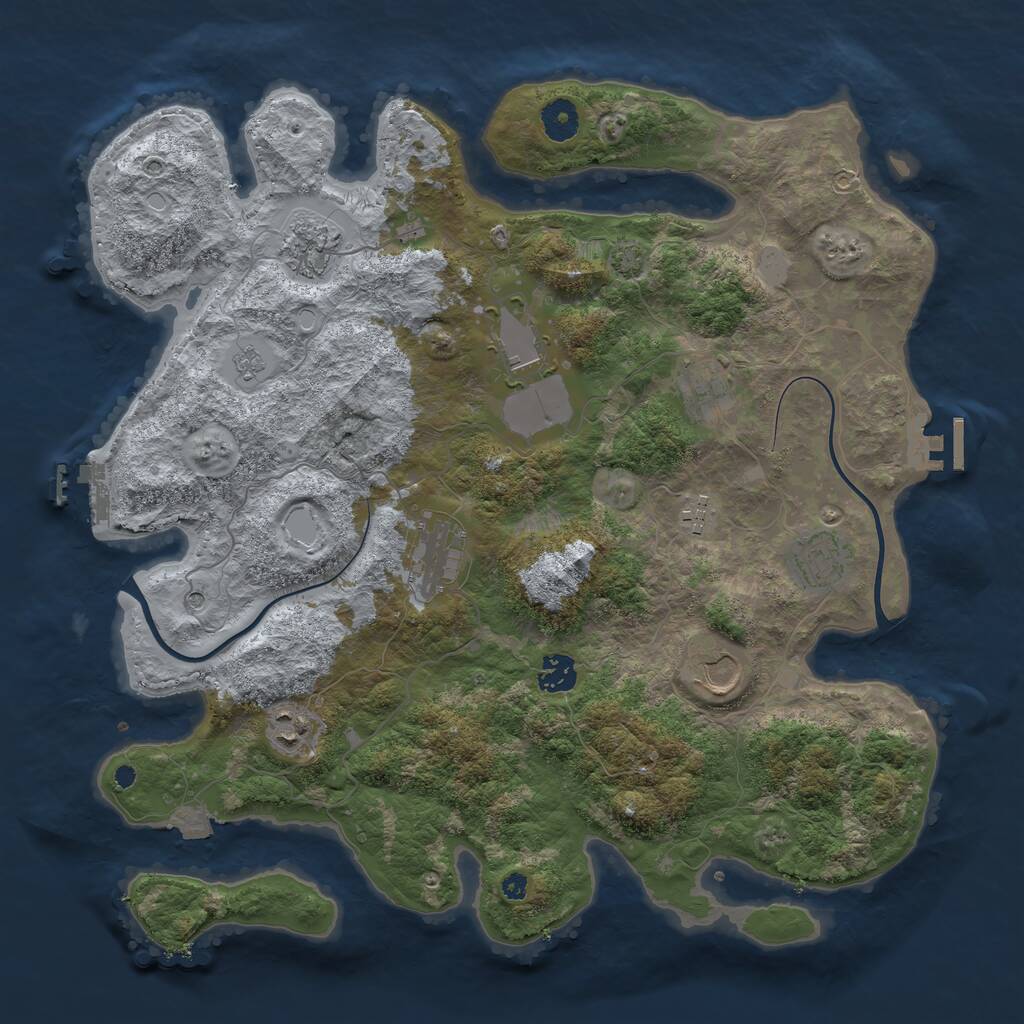 Rust Map: Procedural Map, Size: 3900, Seed: 54380503, 15 Monuments