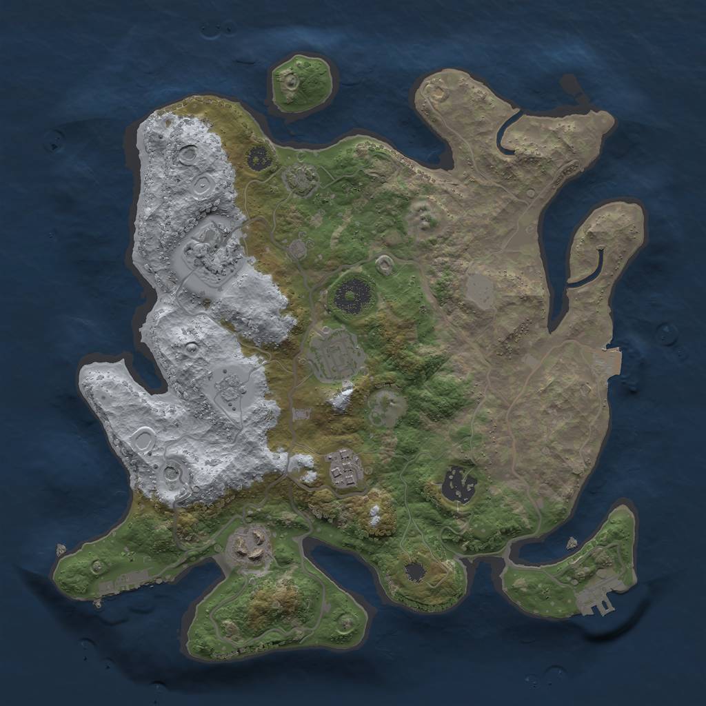 Rust Map: Procedural Map, Size: 3000, Seed: 3216580, 13 Monuments