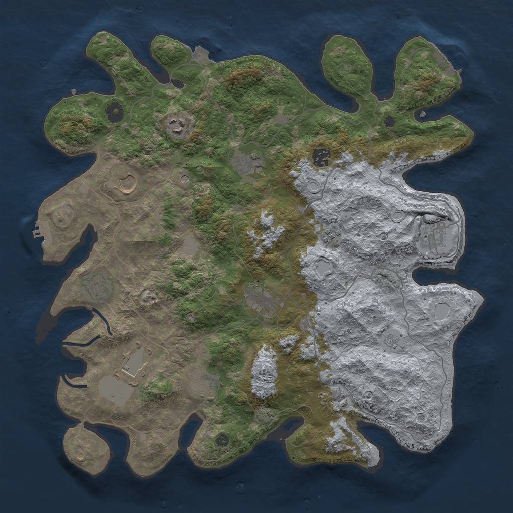 Rust Map: Procedural Map, Size: 4050, Seed: 625444658, 19 Monuments
