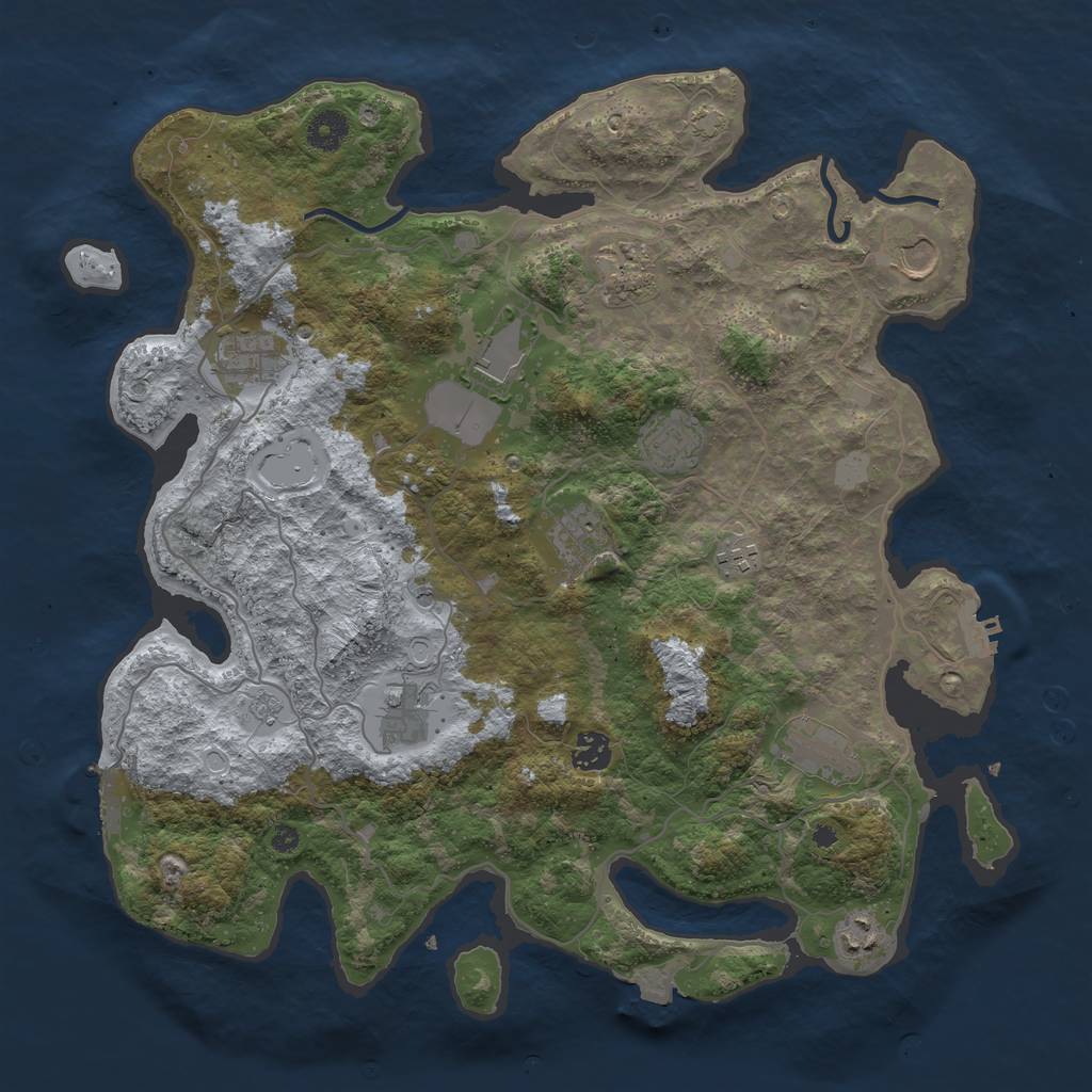 Rust Map: Procedural Map, Size: 4000, Seed: 990264, 19 Monuments