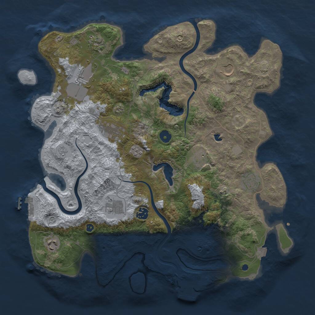Rust Map: Procedural Map, Size: 4000, Seed: 990264, 16 Monuments
