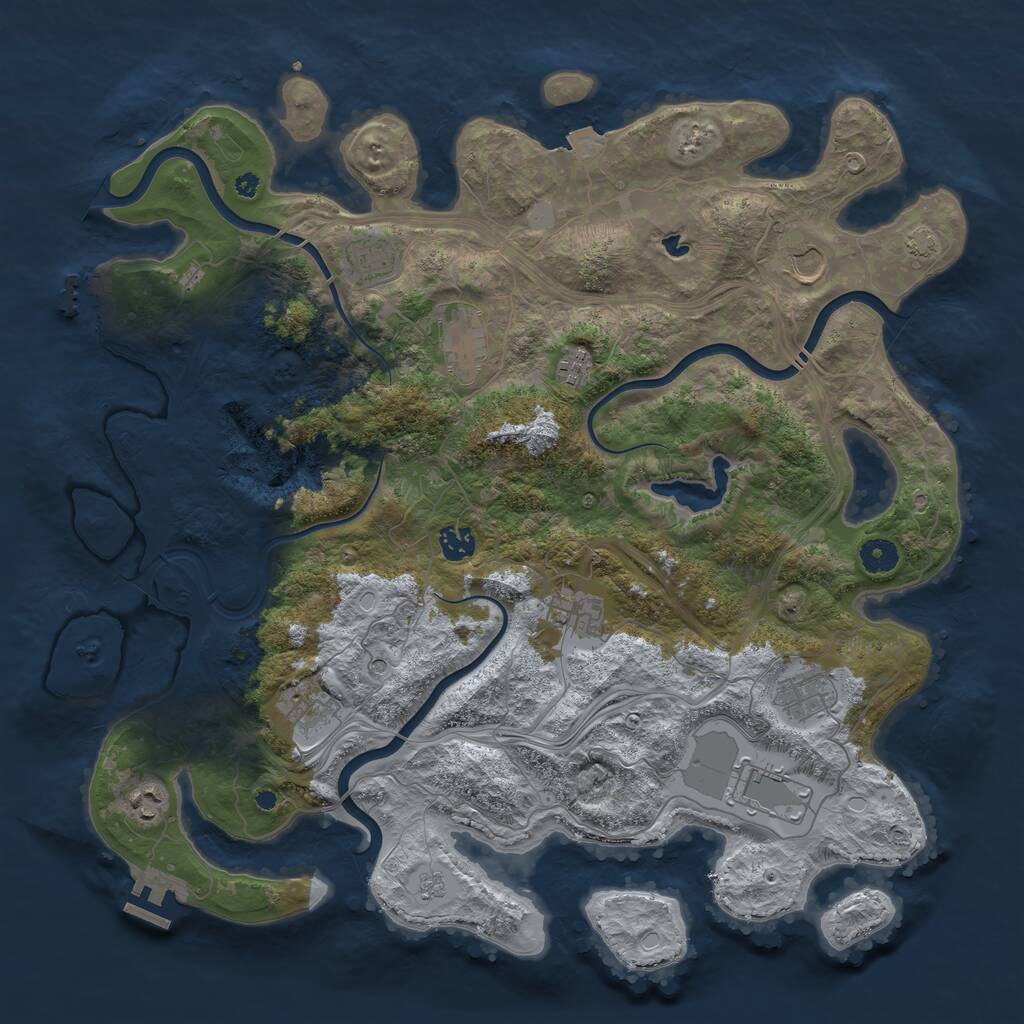 Rust Map: Procedural Map, Size: 4250, Seed: 1963176870, 16 Monuments