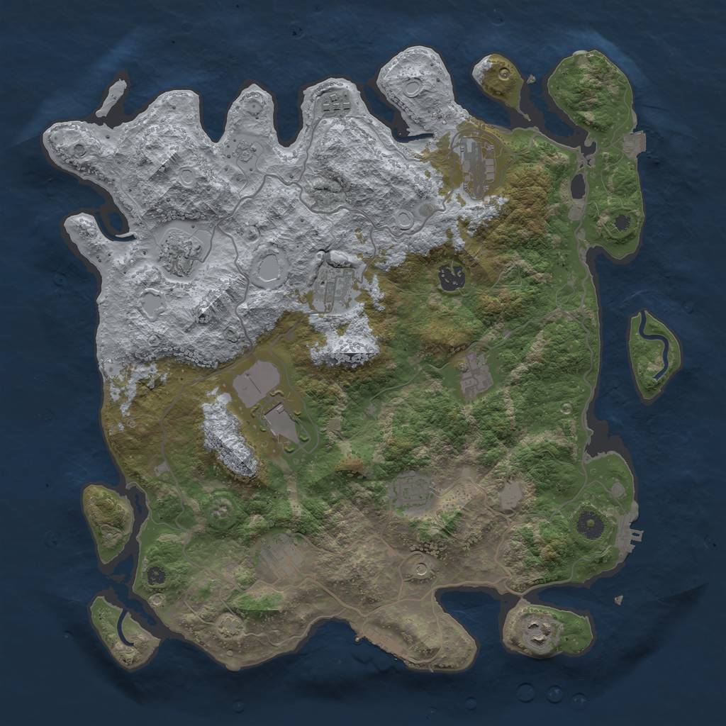 Rust Map: Procedural Map, Size: 4000, Seed: 411242963, 18 Monuments