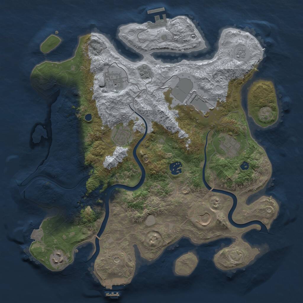 Rust Map: Procedural Map, Size: 3500, Seed: 72447211, 14 Monuments