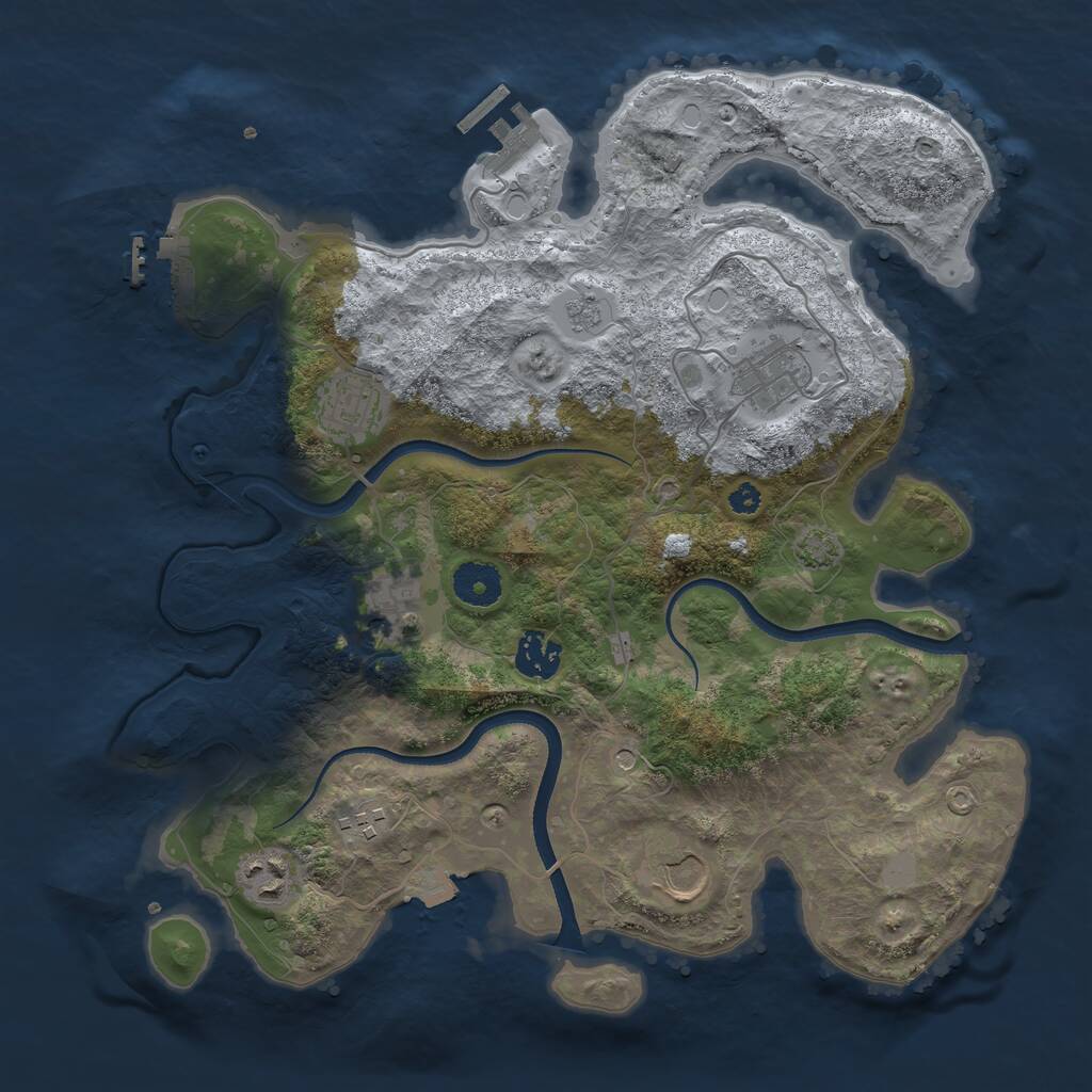 Rust Map: Procedural Map, Size: 3500, Seed: 1661917719, 13 Monuments