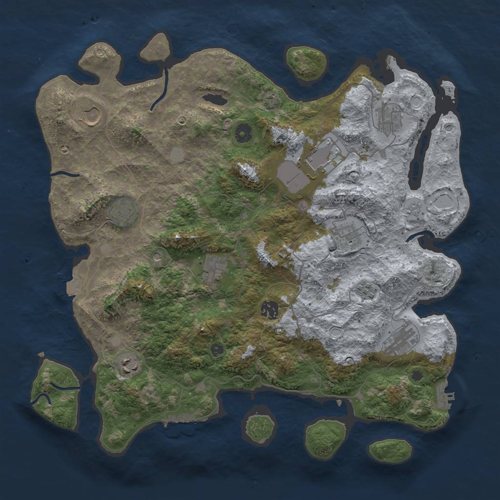 Rust Map: Procedural Map, Size: 4000, Seed: 1854120156, 18 Monuments