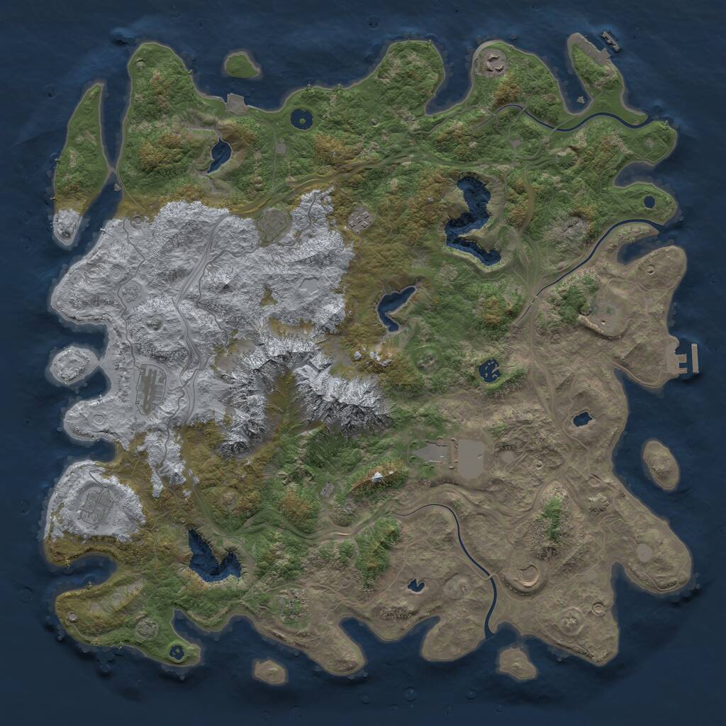 Rust Map: Procedural Map, Size: 5000, Seed: 433, 16 Monuments