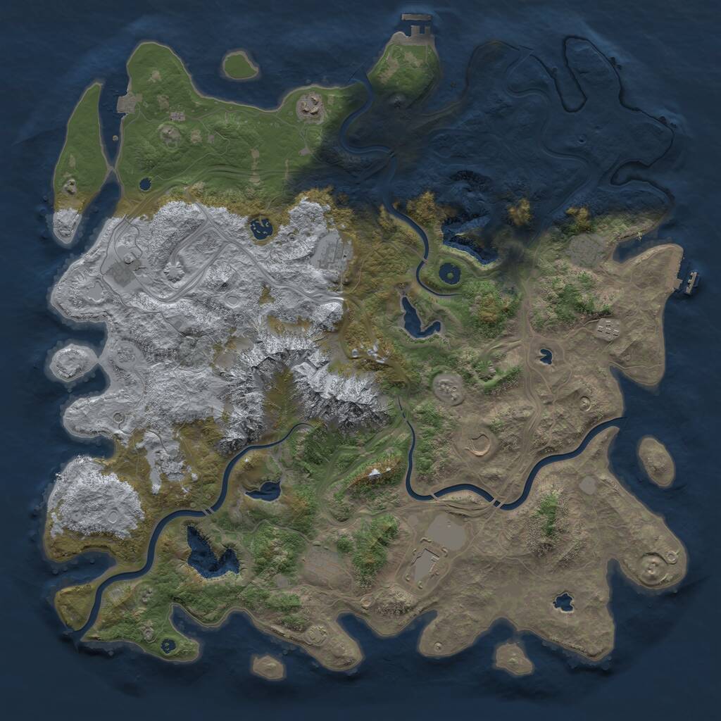 Rust Map: Procedural Map, Size: 5000, Seed: 433, 16 Monuments