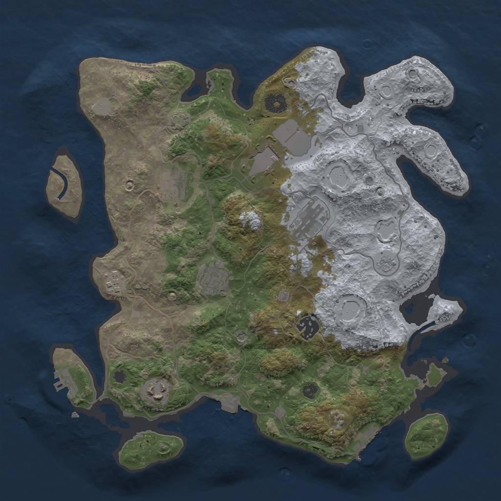 Rust Map: Procedural Map, Size: 3500, Seed: 1031311842, 15 Monuments
