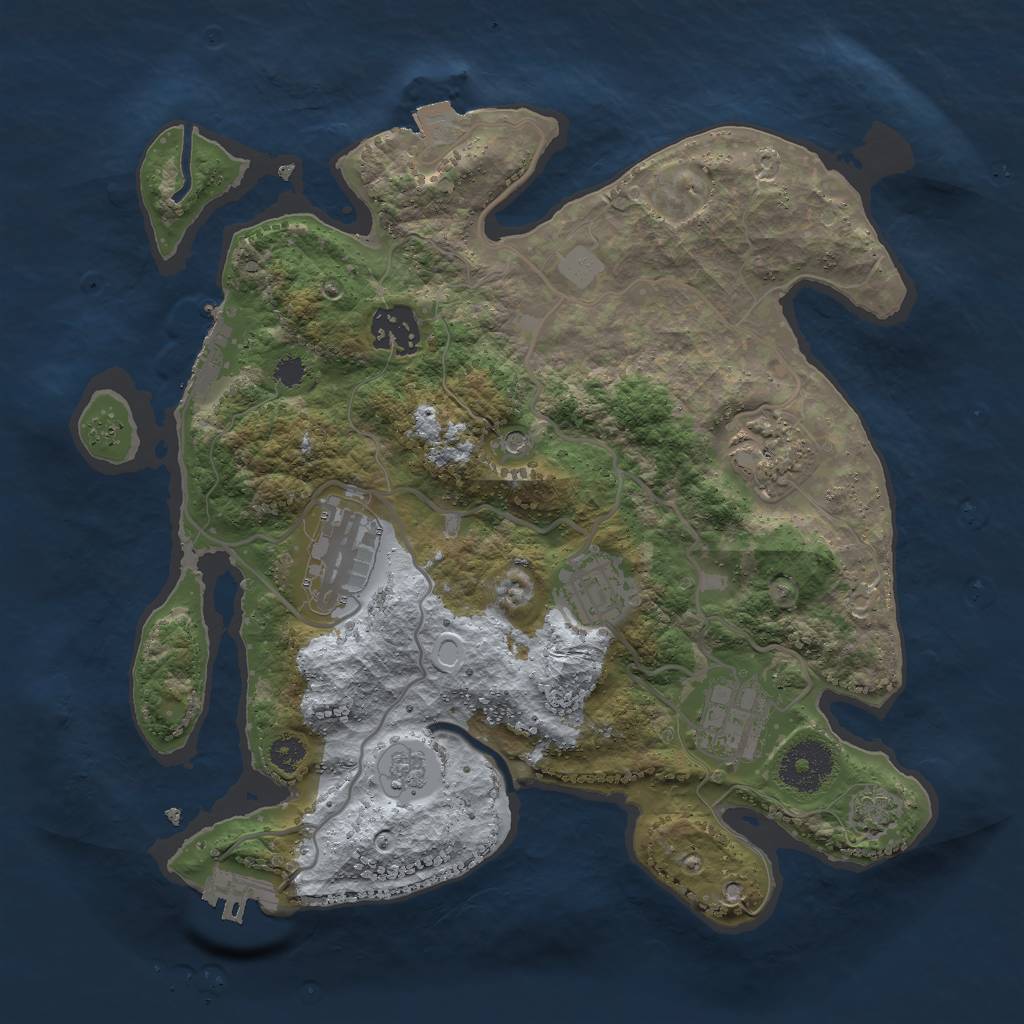 Rust Map: Procedural Map, Size: 3000, Seed: 971509118, 13 Monuments