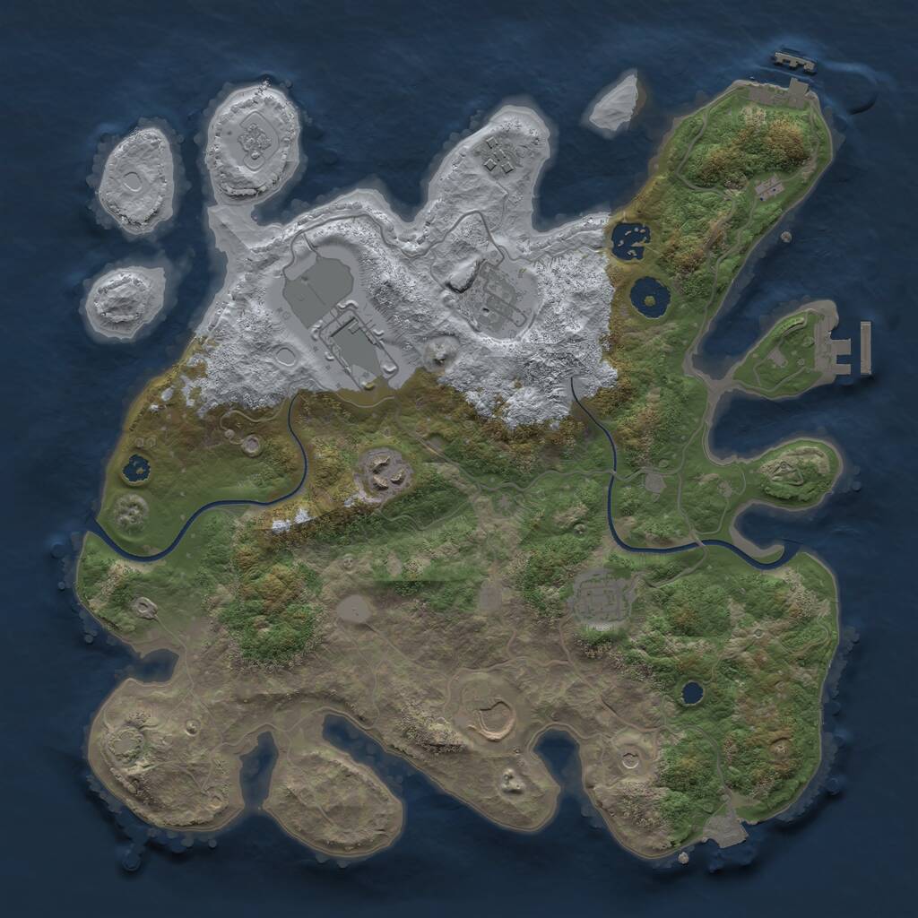 Rust Map: Procedural Map, Size: 3500, Seed: 426028944, 13 Monuments
