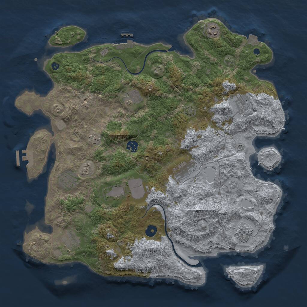 Rust Map: Procedural Map, Size: 3950, Seed: 7480274, 16 Monuments