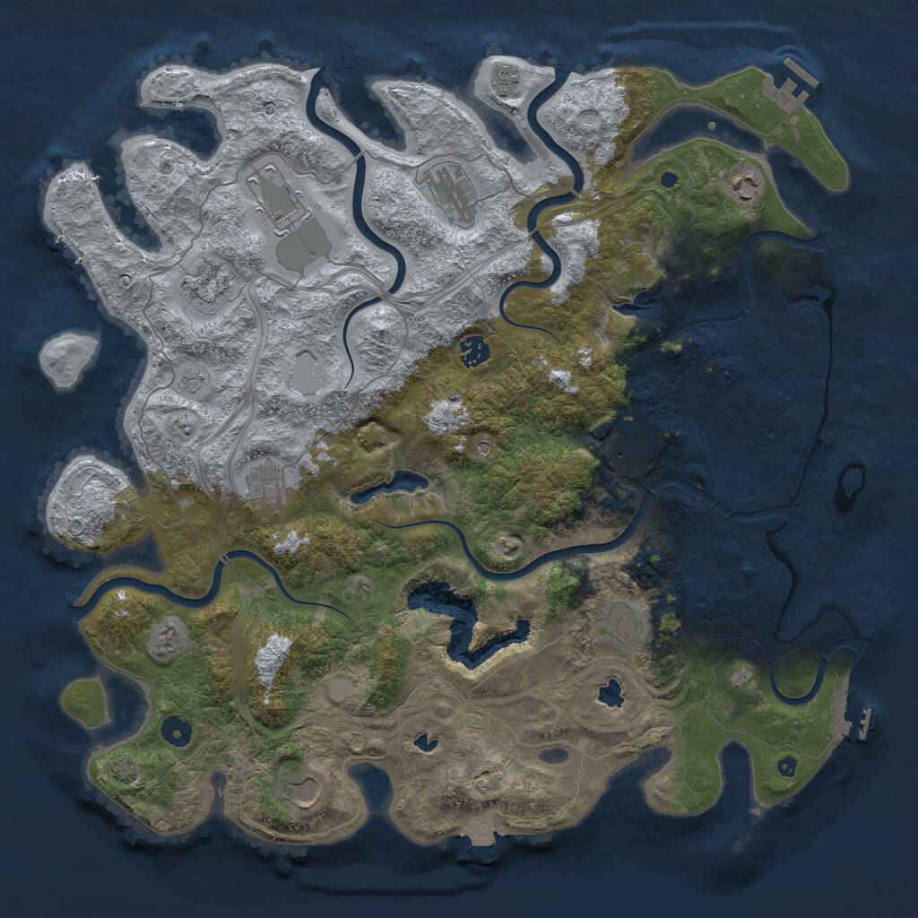Rust Map: Procedural Map, Size: 4500, Seed: 574958360, 16 Monuments