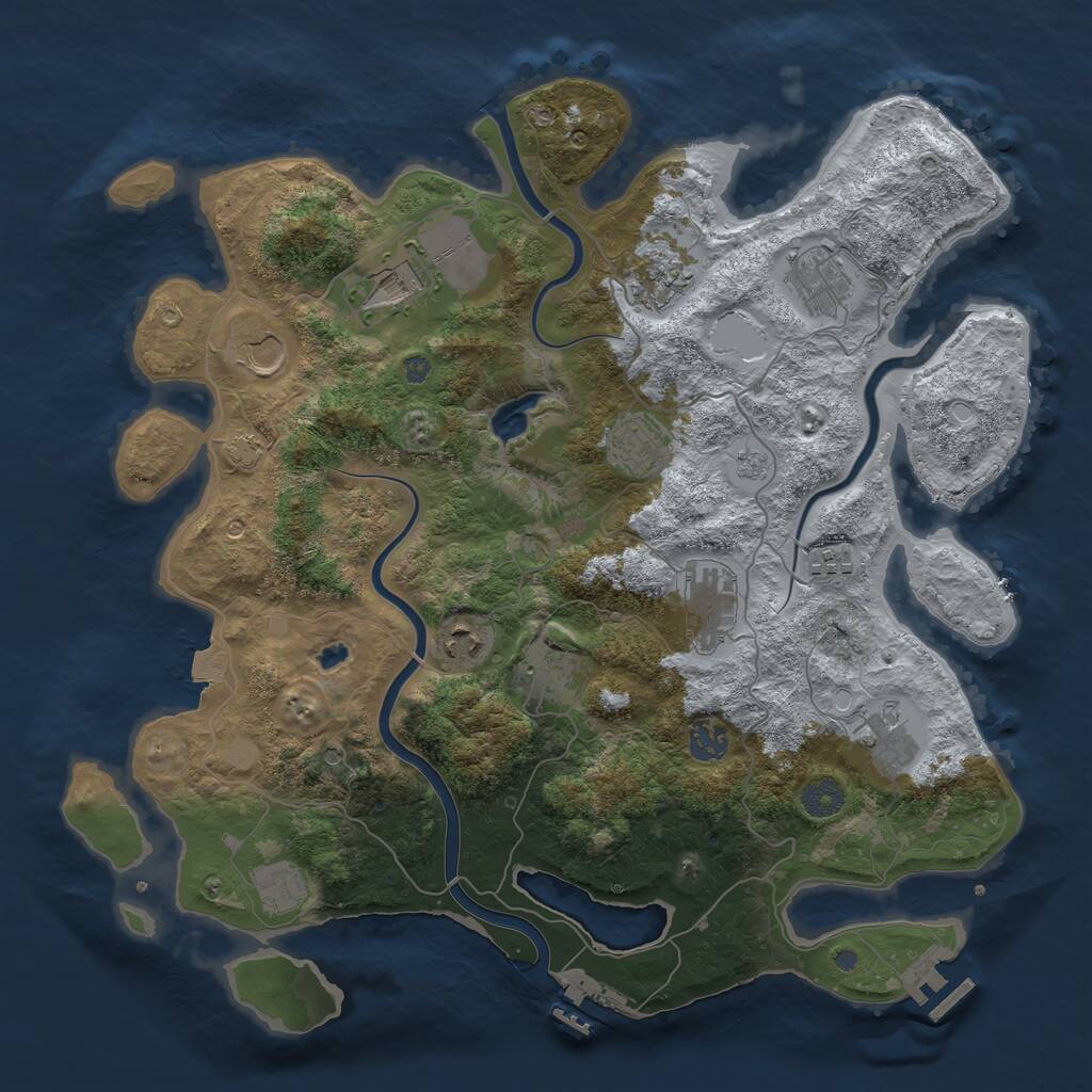 Rust Map: Procedural Map, Size: 4000, Seed: 1721385876, 17 Monuments