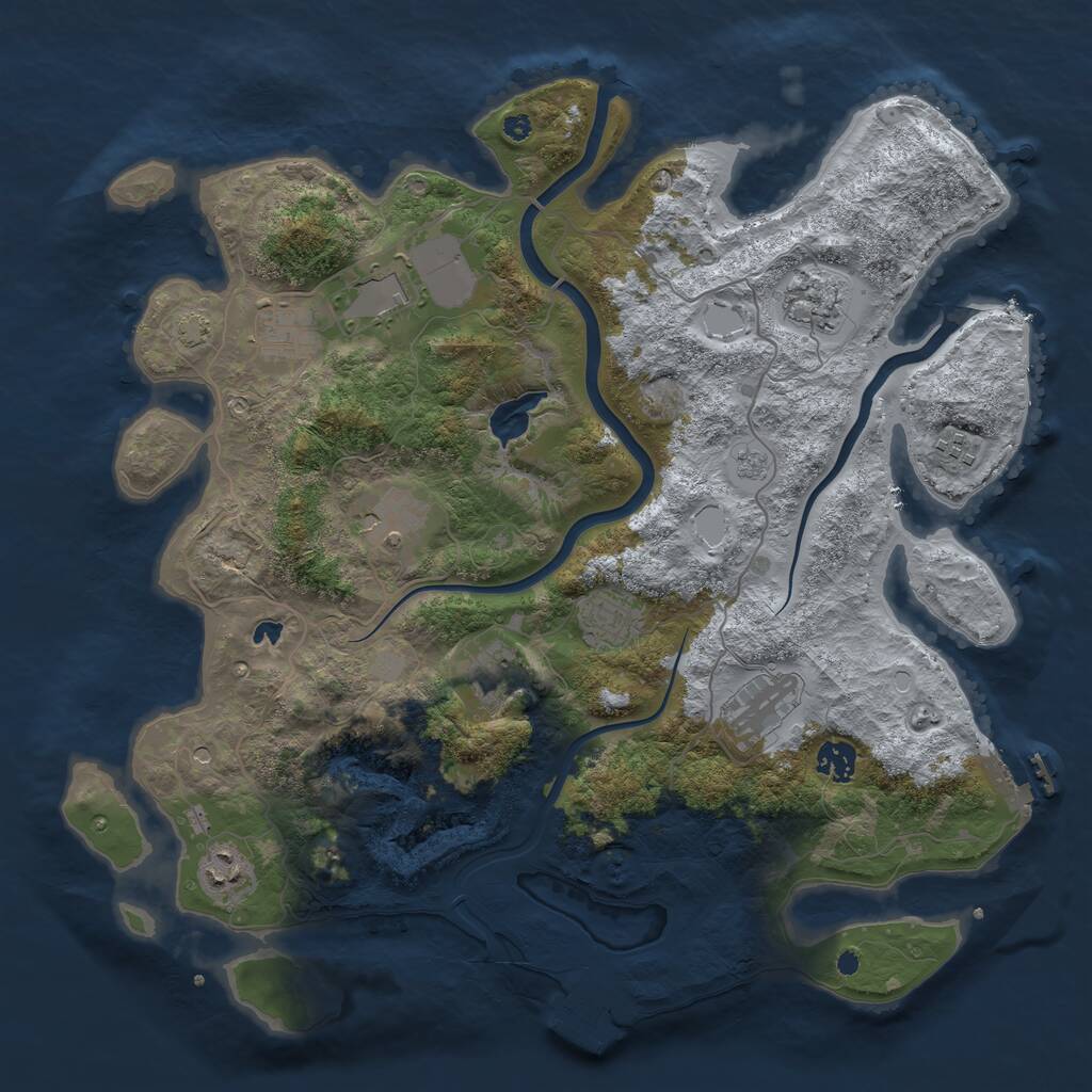 Rust Map: Procedural Map, Size: 4000, Seed: 1721385876, 16 Monuments