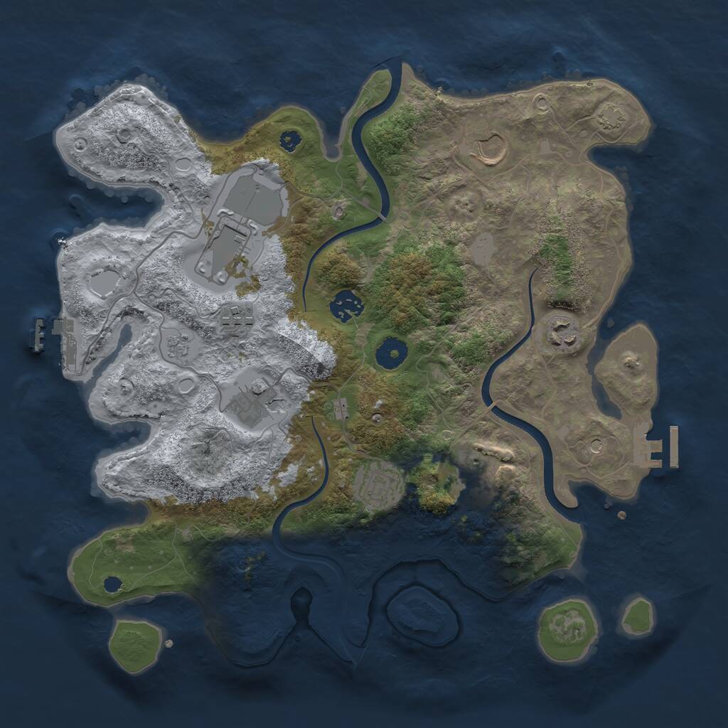 Rust Map: Procedural Map, Size: 3500, Seed: 2547, 14 Monuments