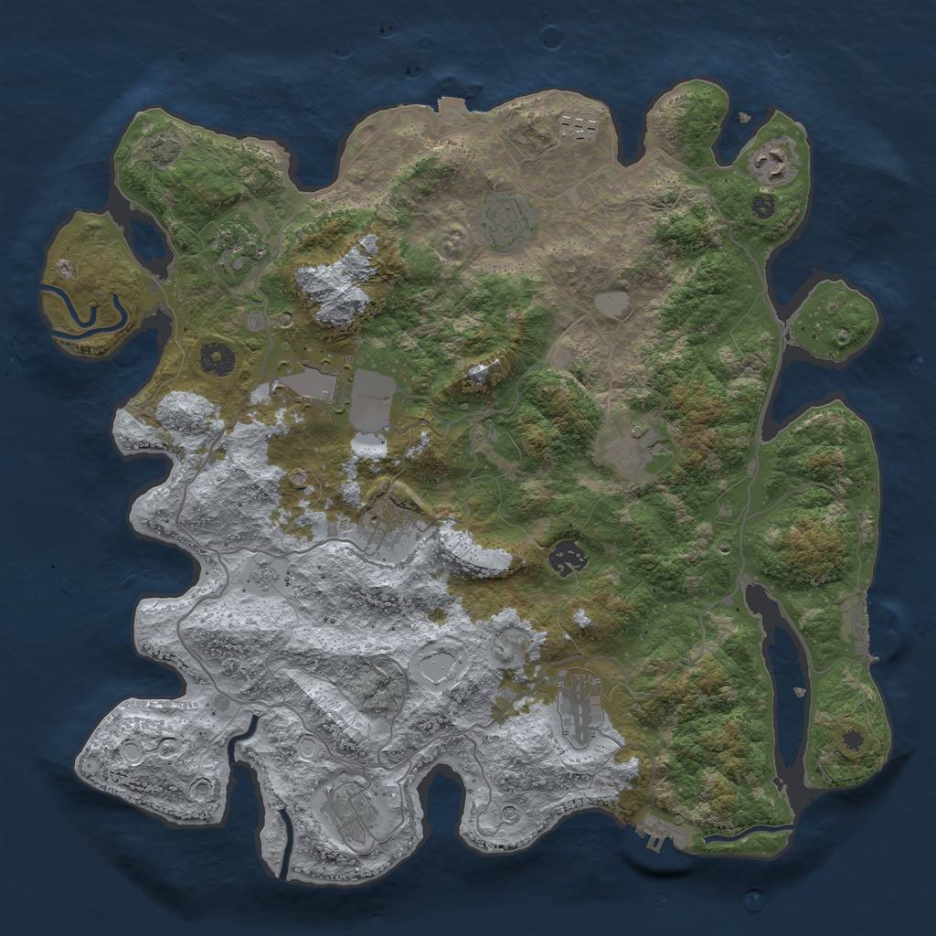 Rust Map: Procedural Map, Size: 4000, Seed: 680530992, 18 Monuments
