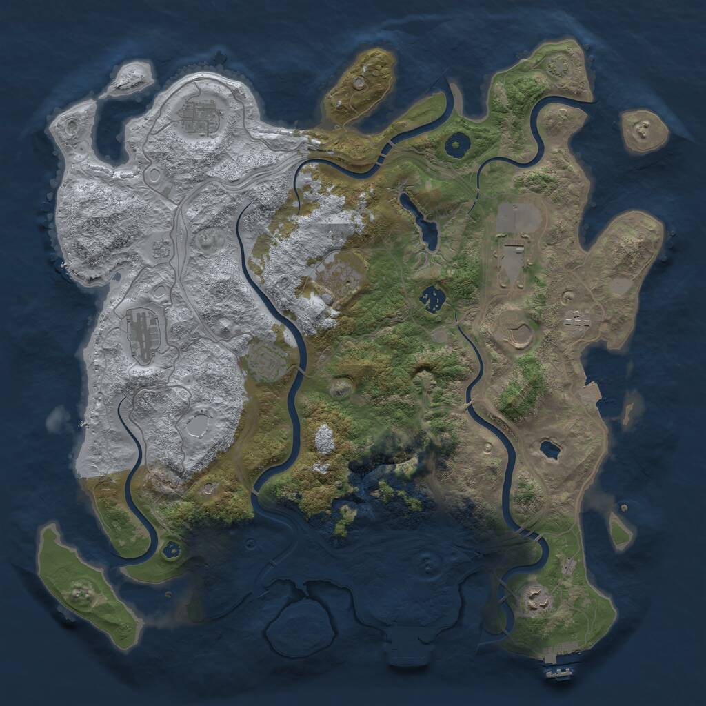 Rust Map: Procedural Map, Size: 4250, Seed: 1625803614, 15 Monuments