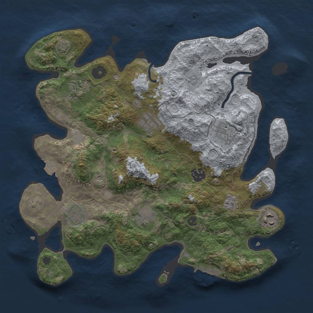 Rust Map: Procedural Map, Size: 3380, Seed: 28549423, 15 Monuments