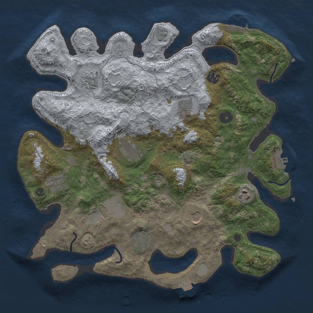 Rust Map: Procedural Map, Size: 3700, Seed: 119105163, 18 Monuments