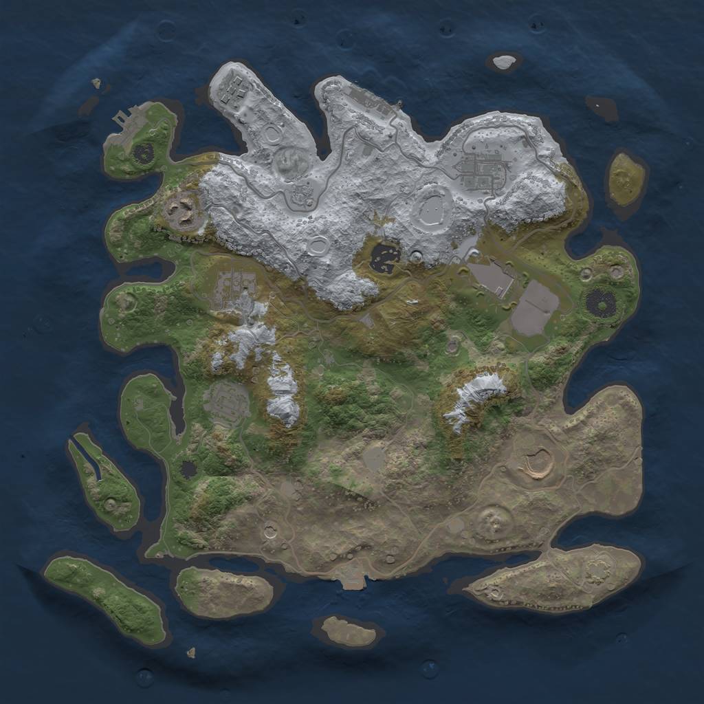 Rust Map: Procedural Map, Size: 3500, Seed: 436437828, 16 Monuments