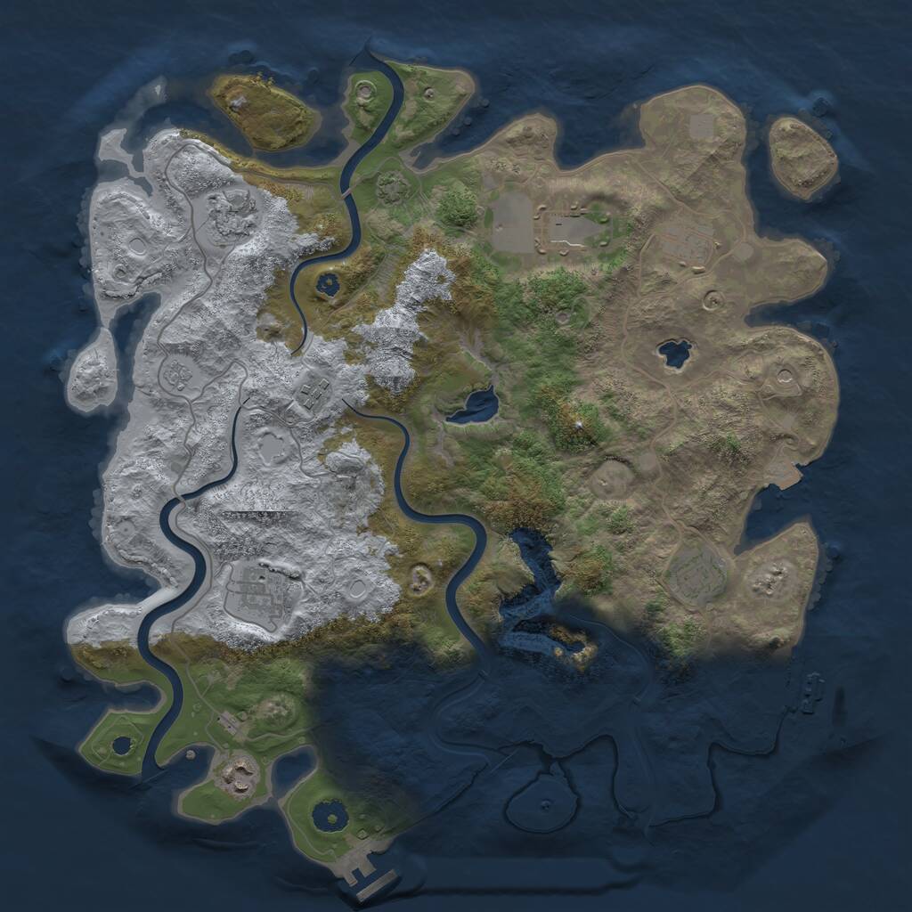 Rust Map: Procedural Map, Size: 4000, Seed: 1946459927, 13 Monuments