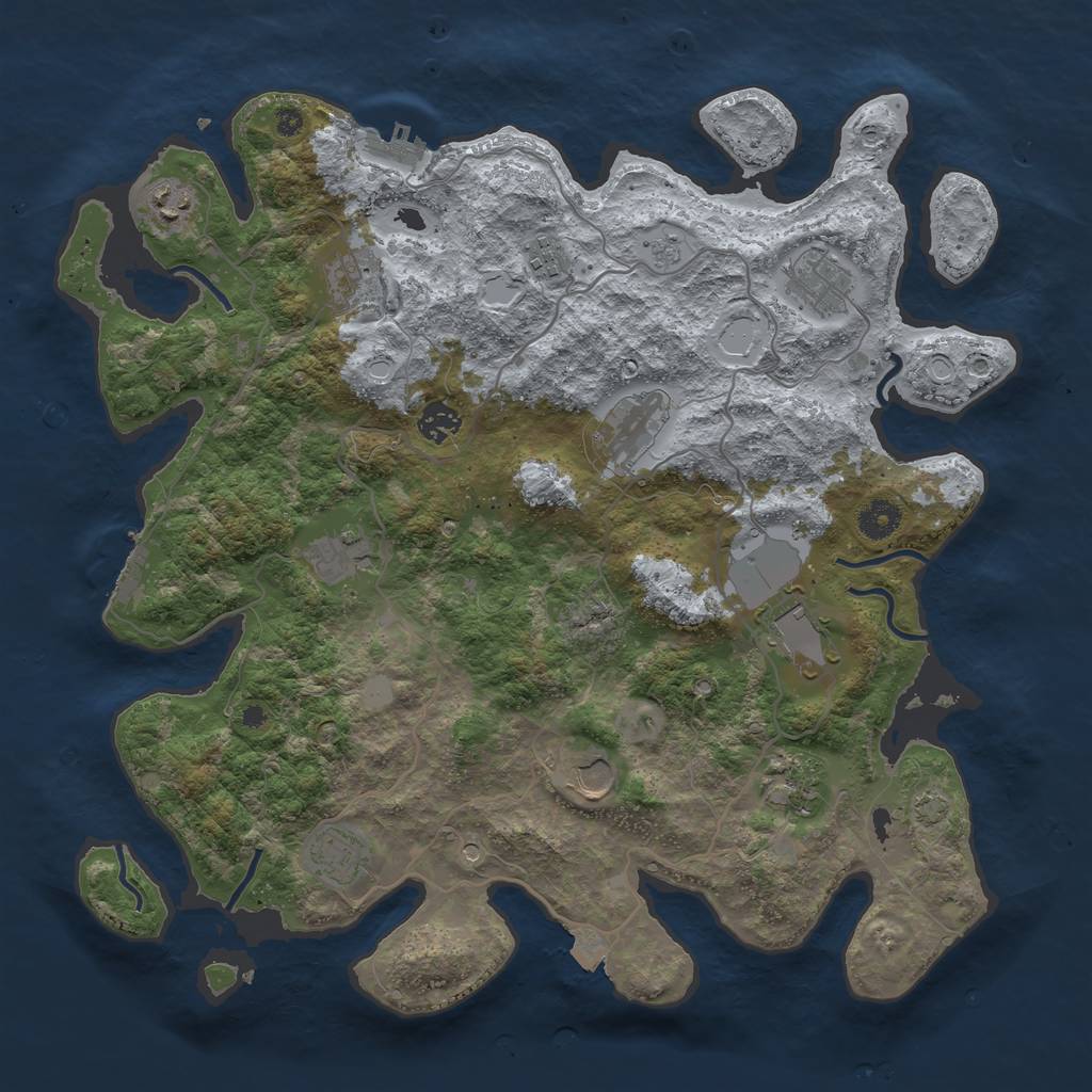 Rust Map: Procedural Map, Size: 4000, Seed: 2049727126, 19 Monuments