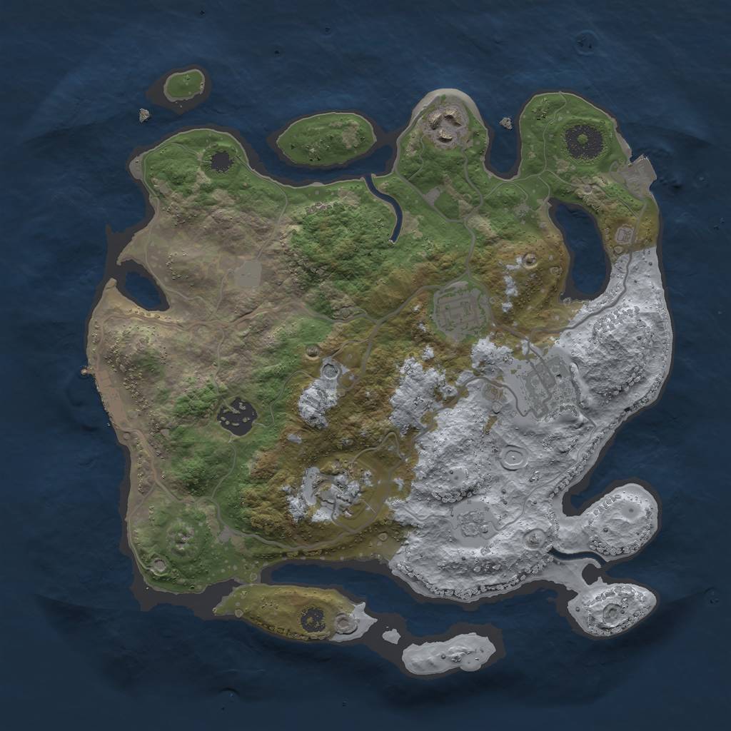 Rust Map: Procedural Map, Size: 3000, Seed: 9840623, 11 Monuments