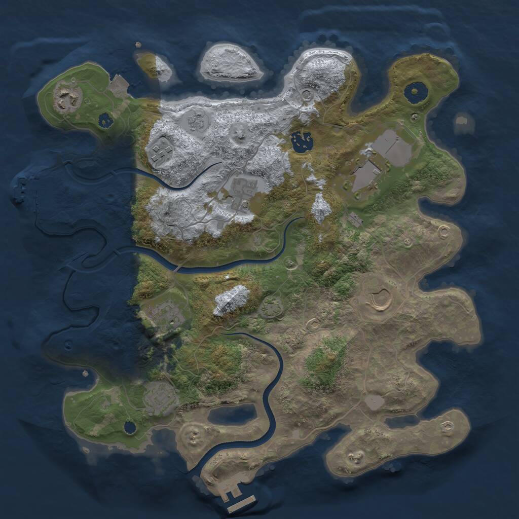 Rust Map: Procedural Map, Size: 3500, Seed: 18906403, 14 Monuments