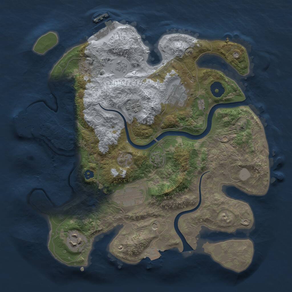 Rust Map: Procedural Map, Size: 3000, Seed: 8129456, 10 Monuments