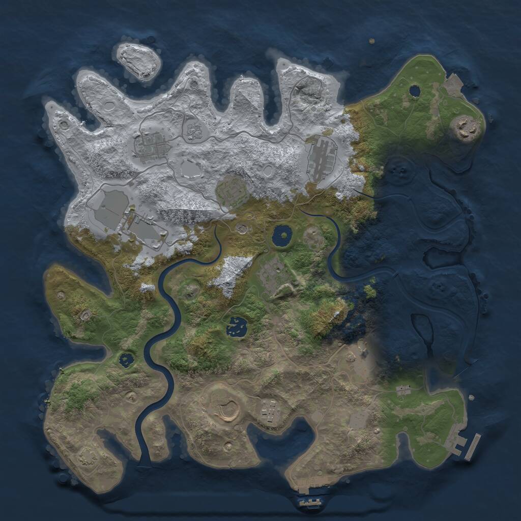 Rust Map: Procedural Map, Size: 3700, Seed: 750316570, 16 Monuments