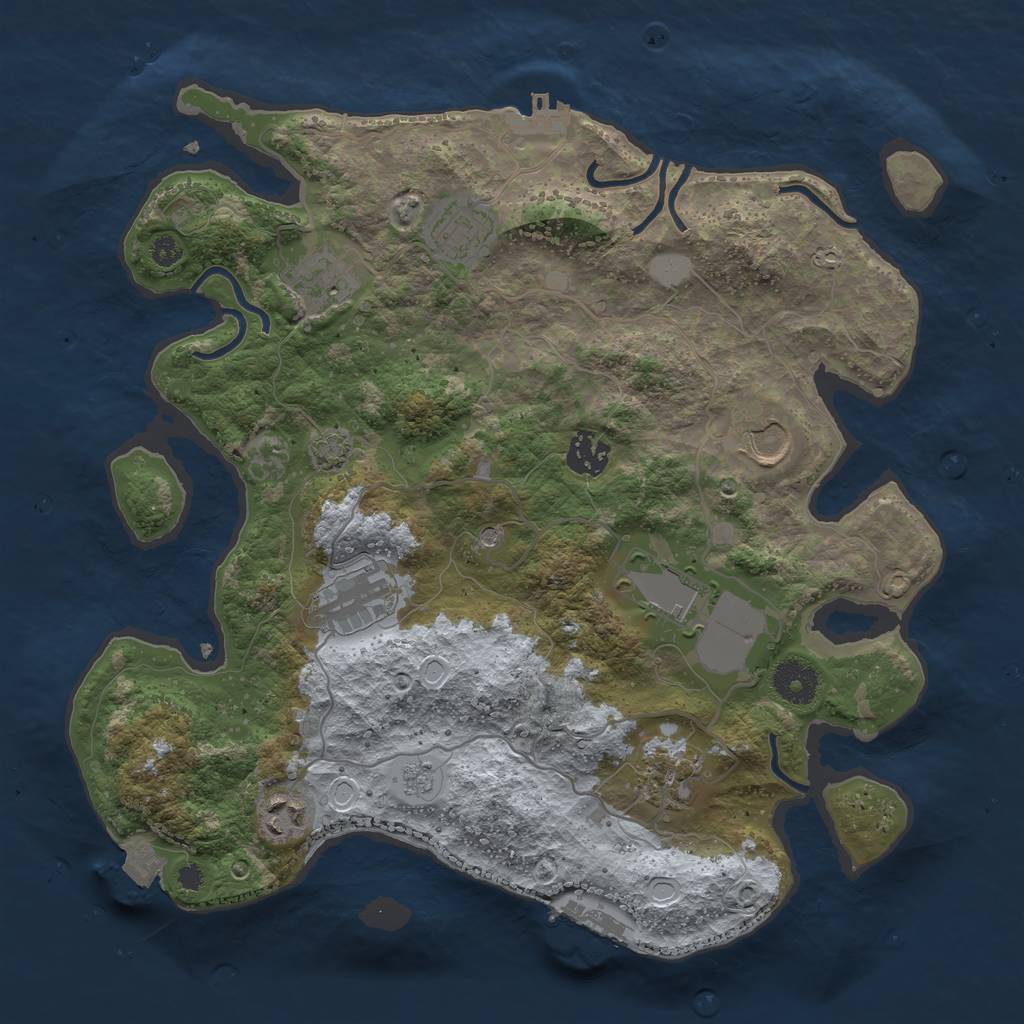 Rust Map: Procedural Map, Size: 3500, Seed: 747061838, 16 Monuments