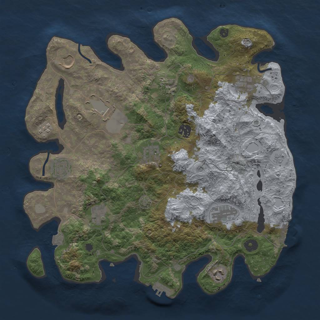 Rust Map: Procedural Map, Size: 3700, Seed: 240064783, 19 Monuments