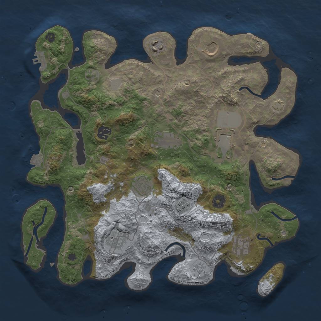 Rust Map: Procedural Map, Size: 3500, Seed: 8427, 16 Monuments